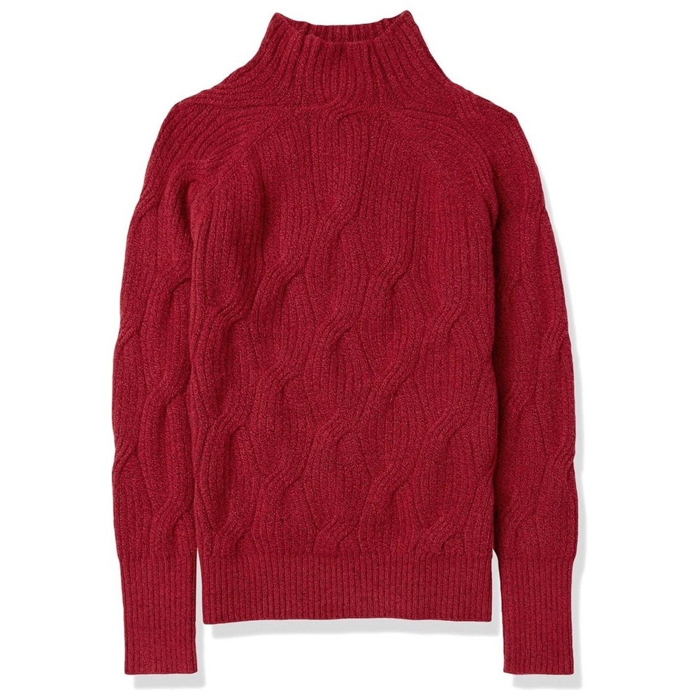 Amazon Essentials Womens Red Cable Knit Mock Neck‎ Pullover Sweater Size Large